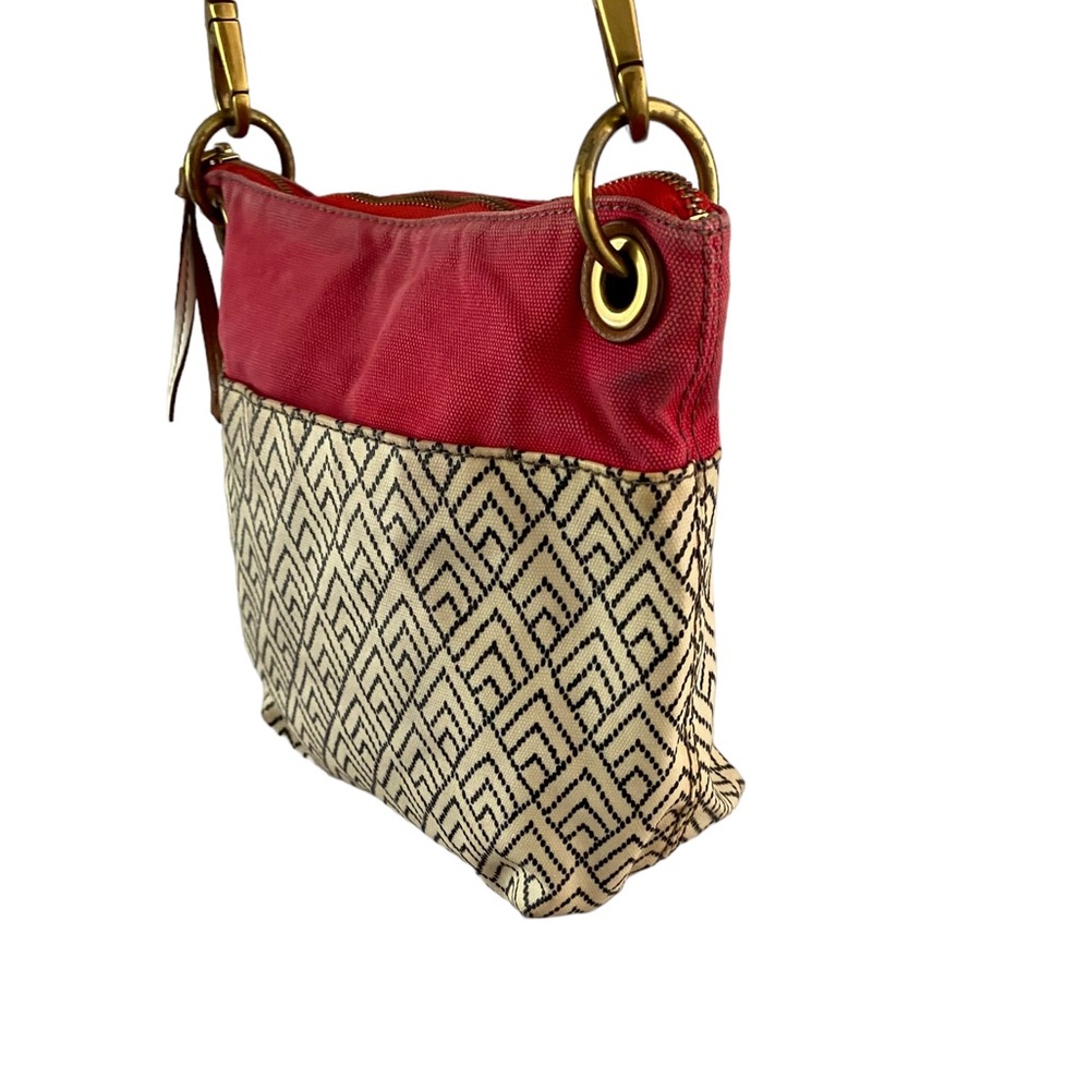 Fossil Boho Mixed Print Canvas Crossbody Purse Wi… - image 4